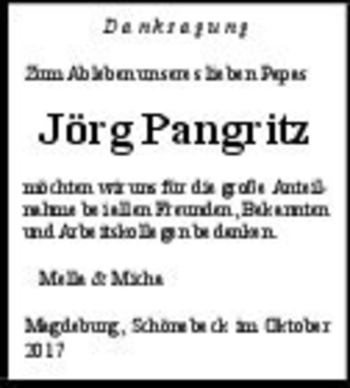 Traueranzeige von Jörg Pangritz  von Magdeburger Volksstimme