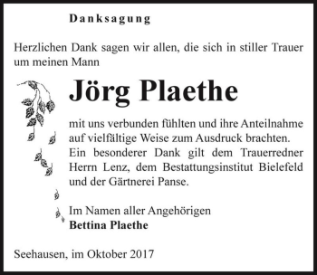 Traueranzeige von Jörg Plaethe  von Magdeburger Volksstimme