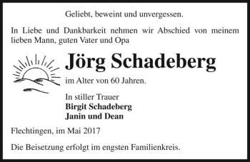 Traueranzeige von Jörg Schadeberg  von Magdeburger Volksstimme