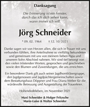 Traueranzeige von Jörg Schneider  von Magdeburger Volksstimme