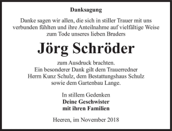 Traueranzeige von Jörg Schröder  von Magdeburger Volksstimme