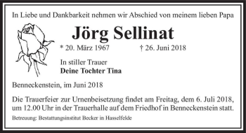 Traueranzeige von Jörg Sellinat  von Magdeburger Volksstimme