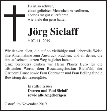 Traueranzeige von Jörg Sielaff  von Magdeburger Volksstimme