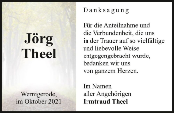 Traueranzeige von Jörg Theel  von Magdeburger Volksstimme