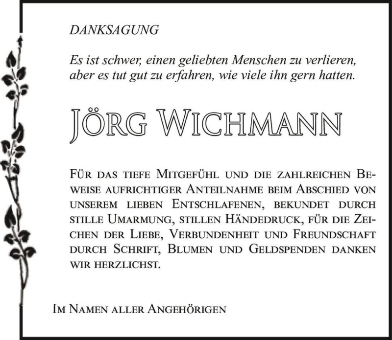  Traueranzeige für Jörg Wichmann  vom 28.08.2021 aus Magdeburger Volksstimme