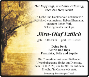 Traueranzeige von Jörn-Olaf Ettlich  von Magdeburger Volksstimme