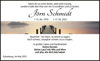 Traueranzeige von Jörn Schmidt  von Magdeburger Volksstimme