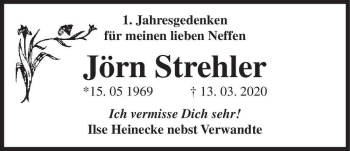 Traueranzeige von Jörn Strehler  von Magdeburger Volksstimme