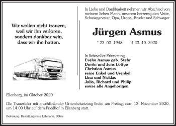 Traueranzeige von Jürgen Asmus  von Magdeburger Volksstimme