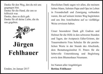 Traueranzeige von Jürgen Fehlhauer  von Magdeburger Volksstimme