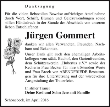 Traueranzeige von Jürgen Gommert  von Magdeburger Volksstimme