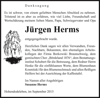 Traueranzeige von Jürgen Herms  von Magdeburger Volksstimme