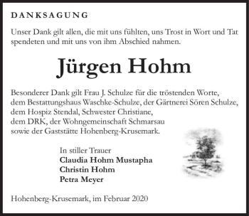 Traueranzeige von Jürgen Hohm  von Magdeburger Volksstimme