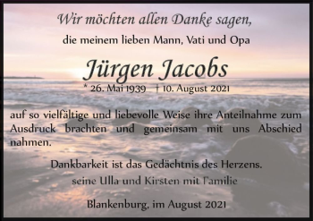Traueranzeige von Jürgen Jacobs  von Magdeburger Volksstimme