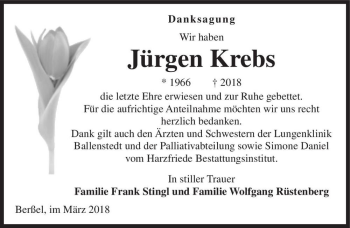 Traueranzeige von Jürgen Krebs  von Magdeburger Volksstimme