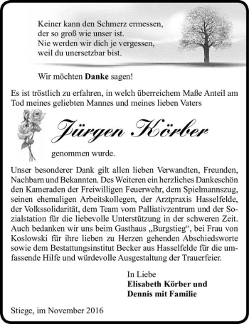 Traueranzeige von Jürgen Körber  von Magdeburger Volksstimme
