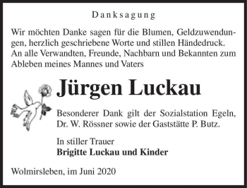 Traueranzeige von Jürgen Luckau  von Magdeburger Volksstimme