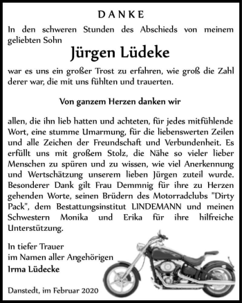 Traueranzeige von Jürgen Lüdeke  von Magdeburger Volksstimme