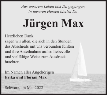 Traueranzeige von Jürgen Max  von Magdeburger Volksstimme