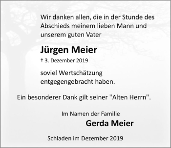 Traueranzeige von Jürgen Meier  von Magdeburger Volksstimme
