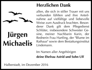 Traueranzeige von Jürgen Michaelis  von Magdeburger Volksstimme