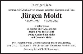 Traueranzeige von Jürgen Moldt  von Magdeburger Volksstimme