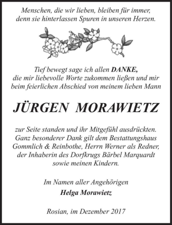 Traueranzeige von Jürgen Morawietz  von Magdeburger Volksstimme