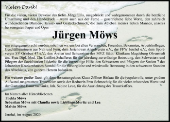 Traueranzeige von Jürgen Möws  von Magdeburger Volksstimme