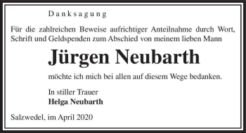 Traueranzeige von Jürgen Neubarth  von Magdeburger Volksstimme