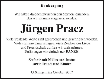 Traueranzeige von Jürgen Pracz  von Magdeburger Volksstimme
