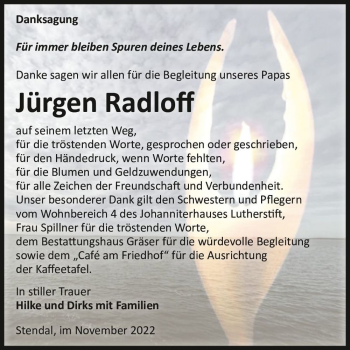 Traueranzeige von Jürgen Radloff  von Magdeburger Volksstimme