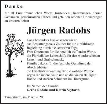 Traueranzeige von Jürgen Radohs  von Magdeburger Volksstimme