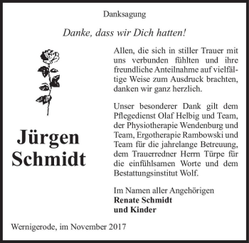 Traueranzeige von Jürgen Schmidt  von Magdeburger Volksstimme