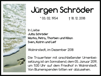 Traueranzeige von Jürgen Schröder  von Magdeburger Volksstimme
