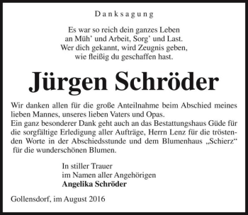 Traueranzeige von Jürgen Schröder  von Magdeburger Volksstimme