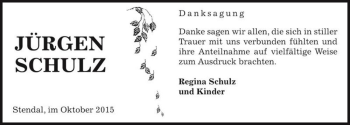 Traueranzeige von Jürgen Schulz  von Magdeburger Volksstimme