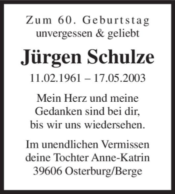 Traueranzeige von Jürgen Schulze  von Magdeburger Volksstimme