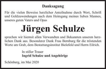 Traueranzeige von Jürgen Schulze  von Magdeburger Volksstimme