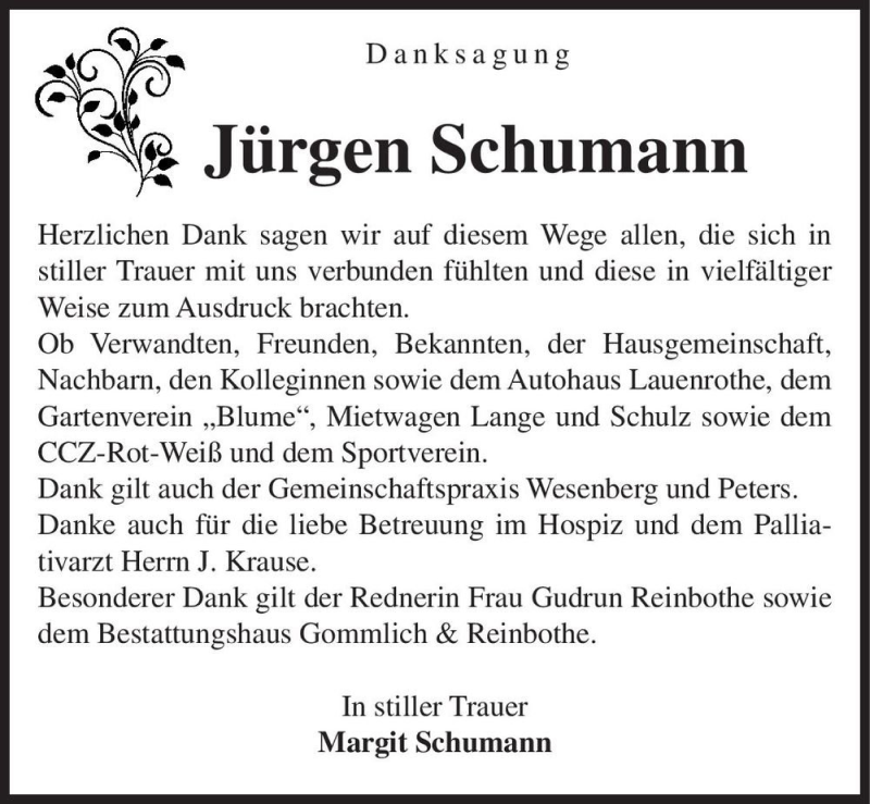  Traueranzeige für Jürgen Schumann  vom 16.01.2021 aus Magdeburger Volksstimme