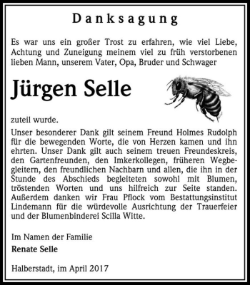 Traueranzeige von Jürgen Selle  von Magdeburger Volksstimme