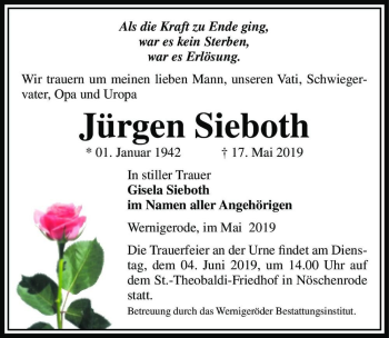 Traueranzeige von Jürgen Sieboth  von Magdeburger Volksstimme