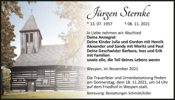 Traueranzeige von Jürgen Sternke  von Magdeburger Volksstimme