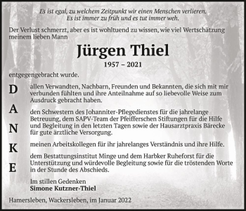 Traueranzeige von Jürgen Thiel  von Magdeburger Volksstimme