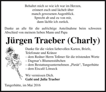Traueranzeige von Jürgen Traeber 