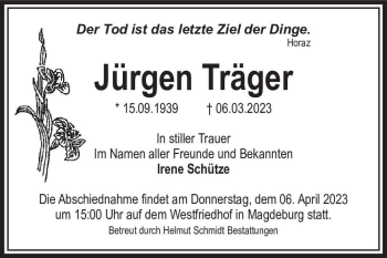 Traueranzeige von Jürgen Träger  von Magdeburger Volksstimme