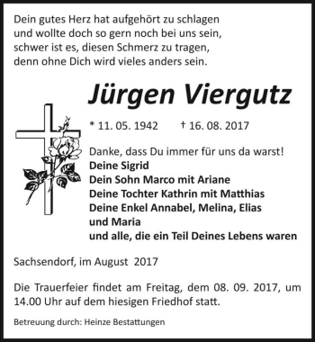 Traueranzeige von Jürgen Viergutz  von Magdeburger Volksstimme