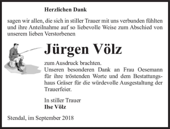 Traueranzeige von Jürgen Völz  von Magdeburger Volksstimme