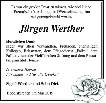 Traueranzeige von Jürgen Werther  von Magdeburger Volksstimme