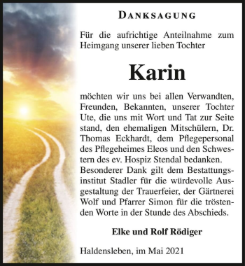 Traueranzeige von Karin  von Magdeburger Volksstimme