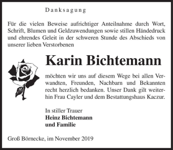Traueranzeige von Karin Bichtemann  von Magdeburger Volksstimme